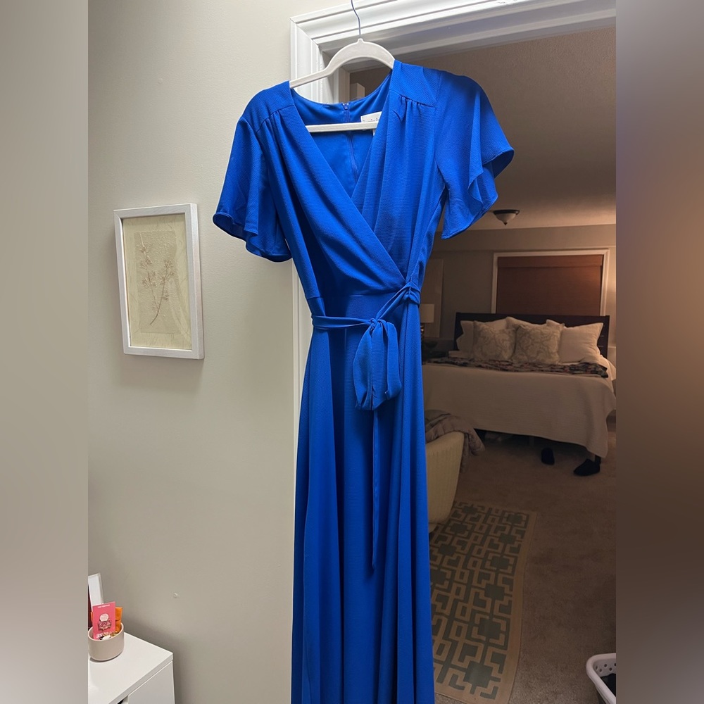 PREMIER AMOUR Short Sleeve Maxi Dress Royal Blue